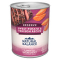 SPECIALS RESOURCES CONTACT US MY ACCOUNT Dog Food Wet Food Customer View Printable View Natural Balance Pet Foods Limited Ingredient Reserve Canned Dog Food Sweet Potato & Venison Natural Balance Pet Foods Limited Ingredient Reserve Canned Dog Food