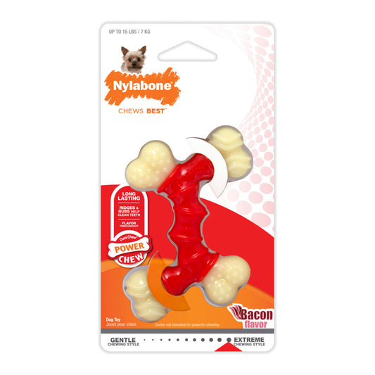 Nylabone Power Chew Double Bone Bacon Dog Chew Toy