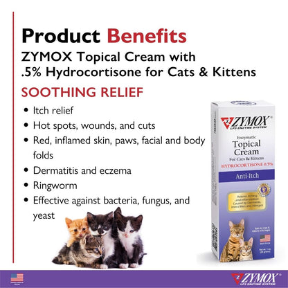 Zymox Enzymatic Topical Cream 0.5% Hydrocortisone for Cats & Kittens ZYMOX