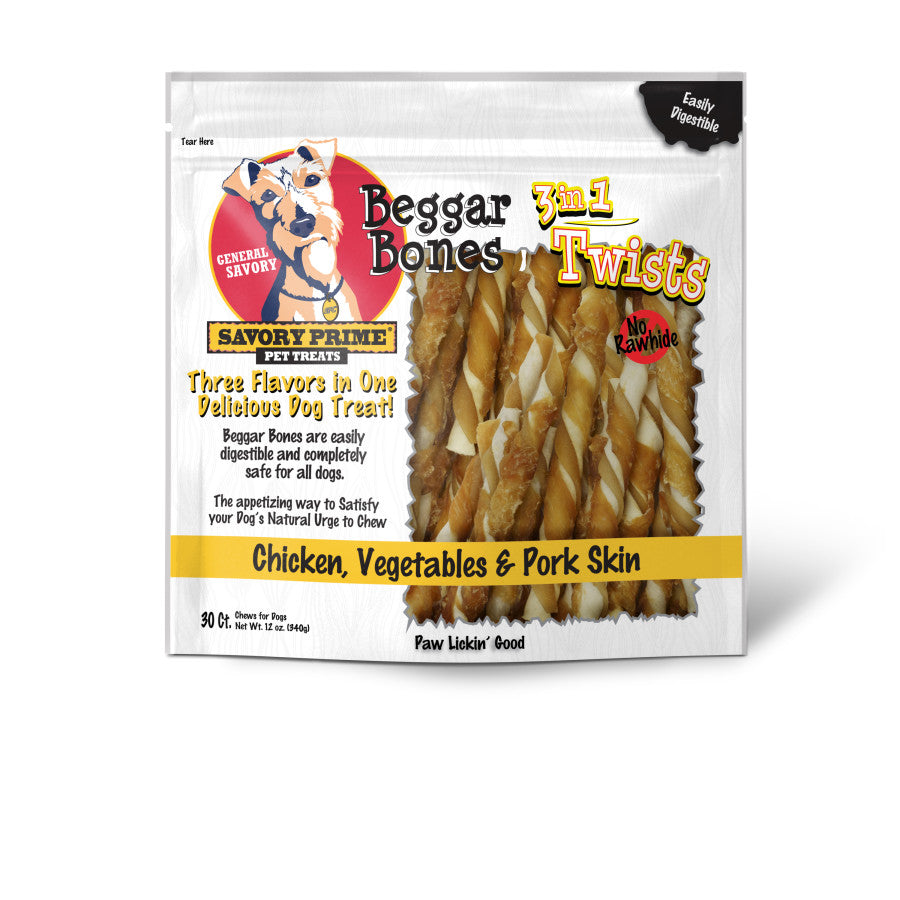 Savory Prime Beggar Bone 3in1 Twists Dog Treat