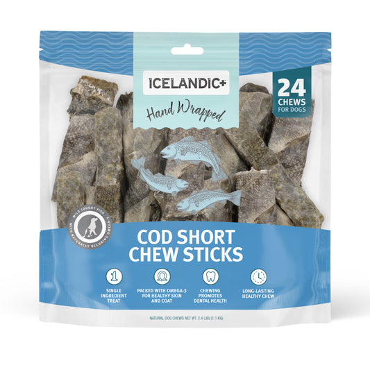 Icelandic+ Hand Wrapped Cod Skin Dog Chew Short Stick