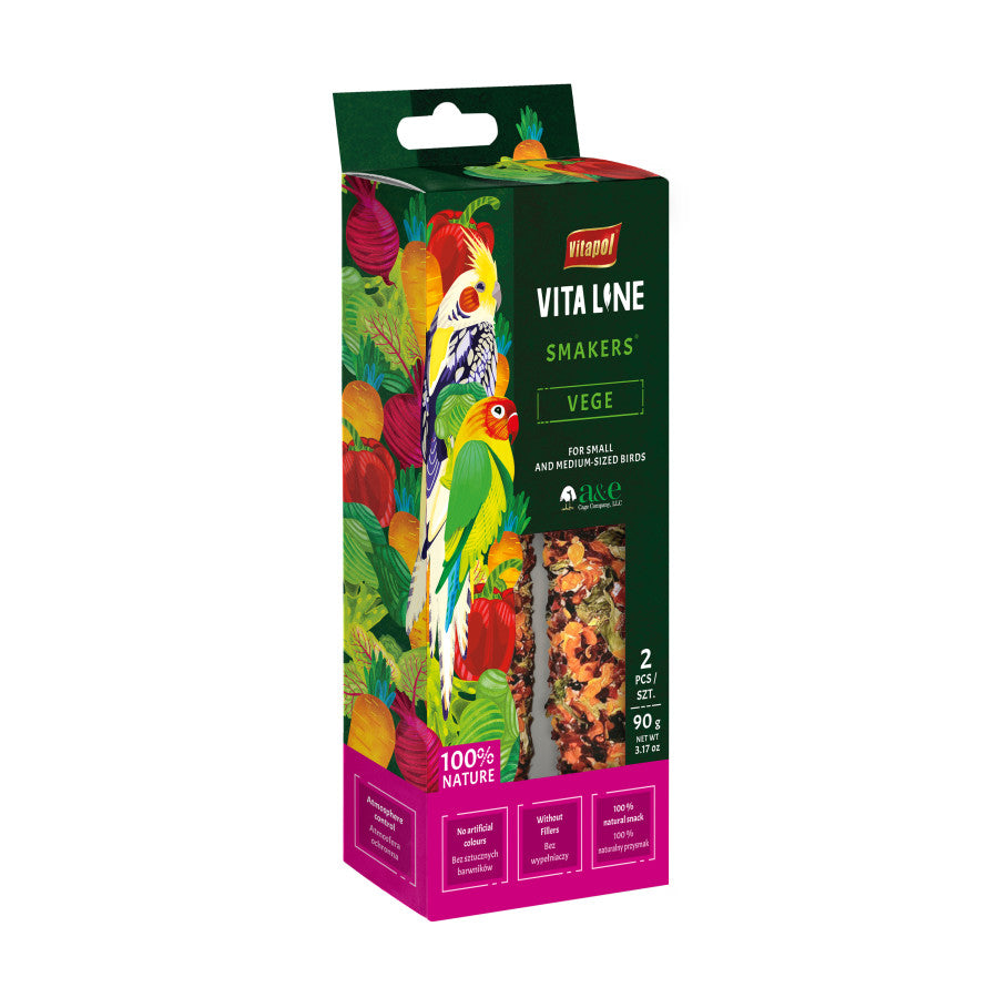 A & E Cages Vitapol Vita Line Smakers Vege for Small/Medium Size Birds