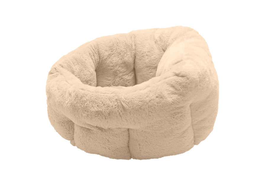 Fur Haven Pet Products Luxury Faux Fur Warming Cuddler Pet Bed - Cream - Small.