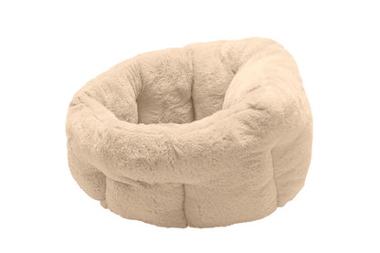 Fur Haven Pet Products Luxury Faux Fur Warming Cuddler Pet Bed - Cream - Small.