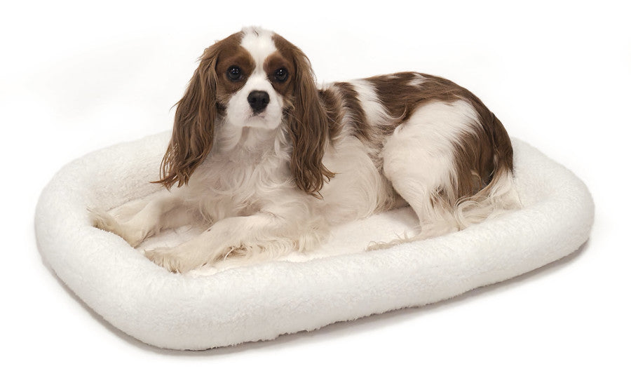 MidWest Homes for Pets Quiet Time Bolster Pet Bed Soft White Fleece