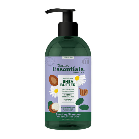 TropiClean Essentials Shea Butter Shampoo for Dogs, Puppies & Cats - 16 oz.