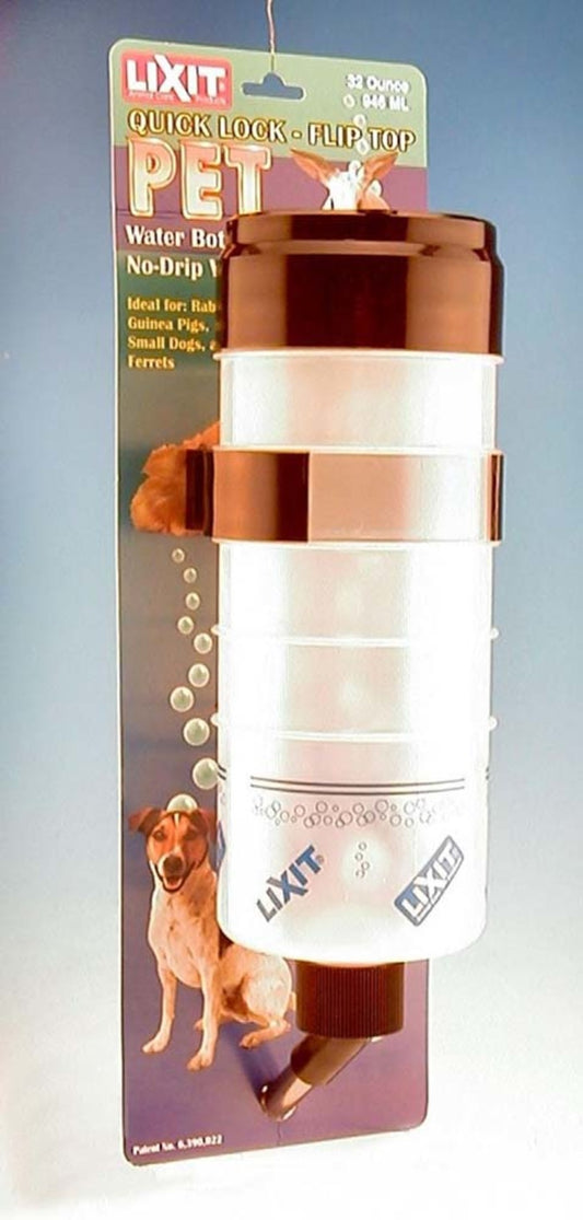 Lixit Opaque Quick Lock Flip Top Water Bottle with Valve for Small Animals