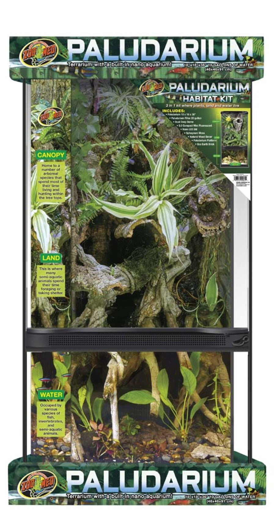 Zoo Med Paludarium Terrarium with Nano Aquarium Habitat