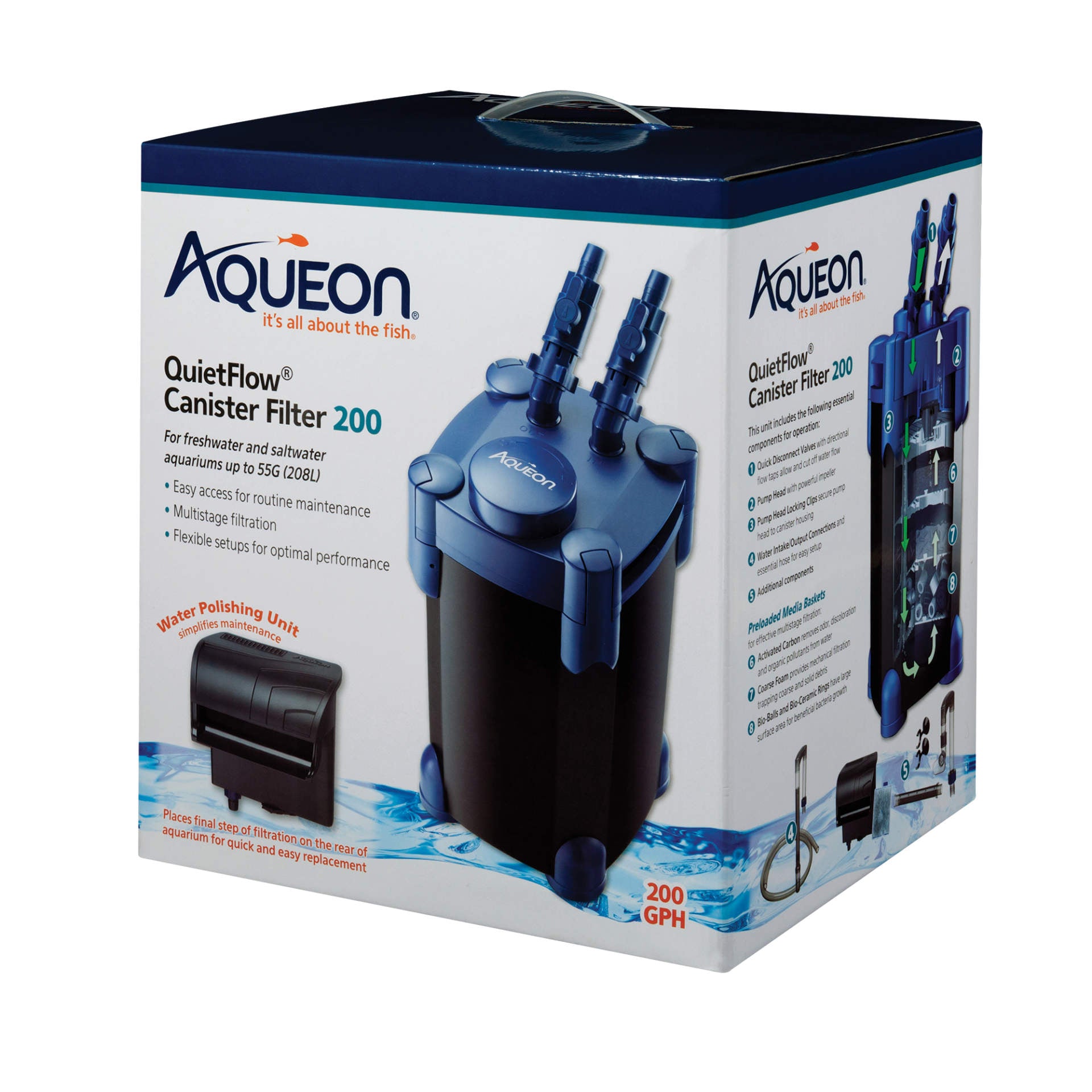 Aqueon QuietFlow Canister Aquarium Filter - 1ea/Up To 55 gal