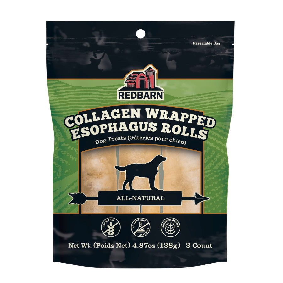 Redbarn Pet Products Redbarn Collagen Wrapped Esophagus Roll Dog Treat