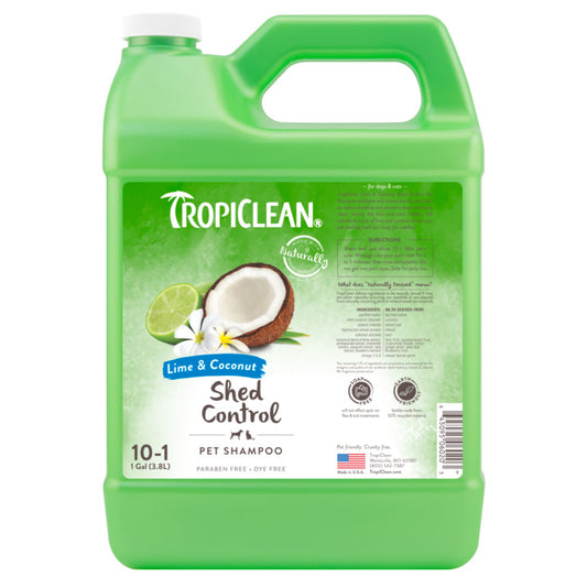 TropiClean Lime & Coconut Shed Control Shampoo for Pets.