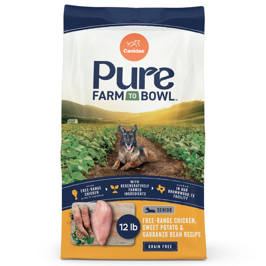 CANIDAE PURE Farm To Bowl Grain-Free LID Dry Senior Dog Food
