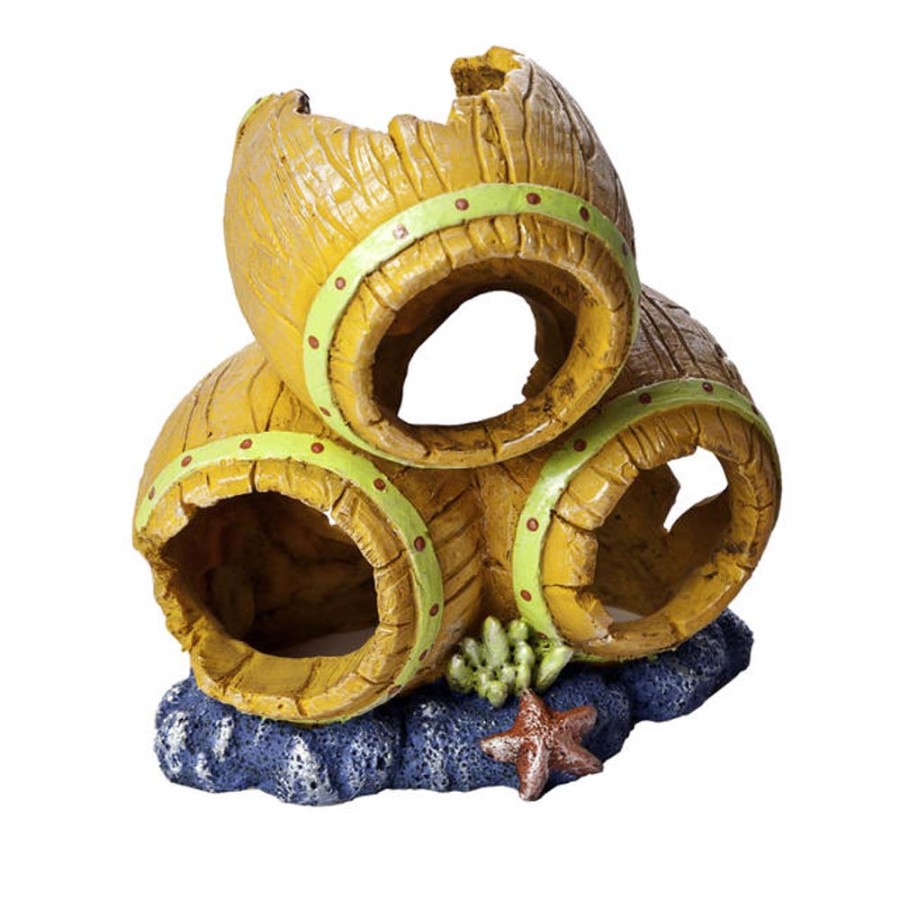 GloFish Barrels Aquarium Ornament