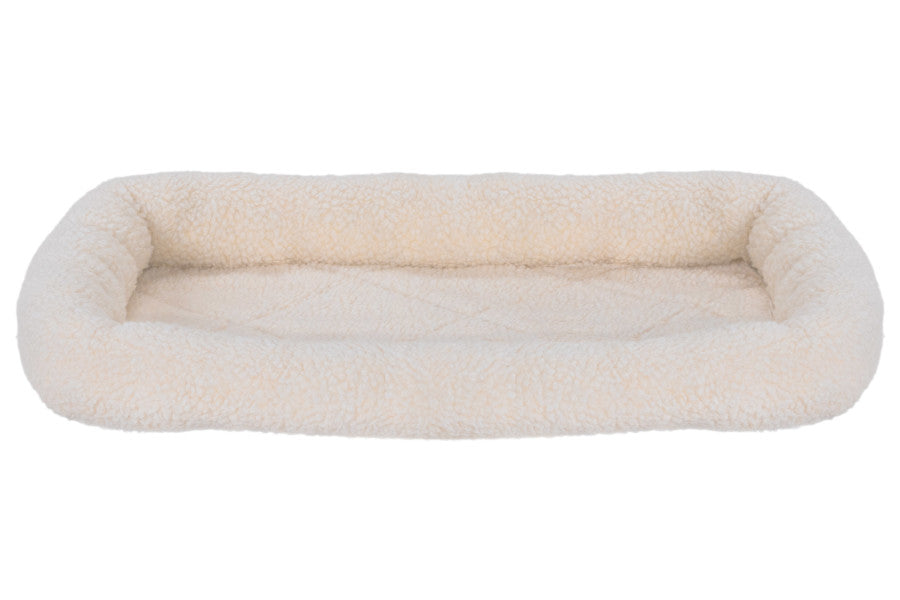 Fur Haven Pet Products Faux Lambswool Pet Crate Bolster Bed - Cream.