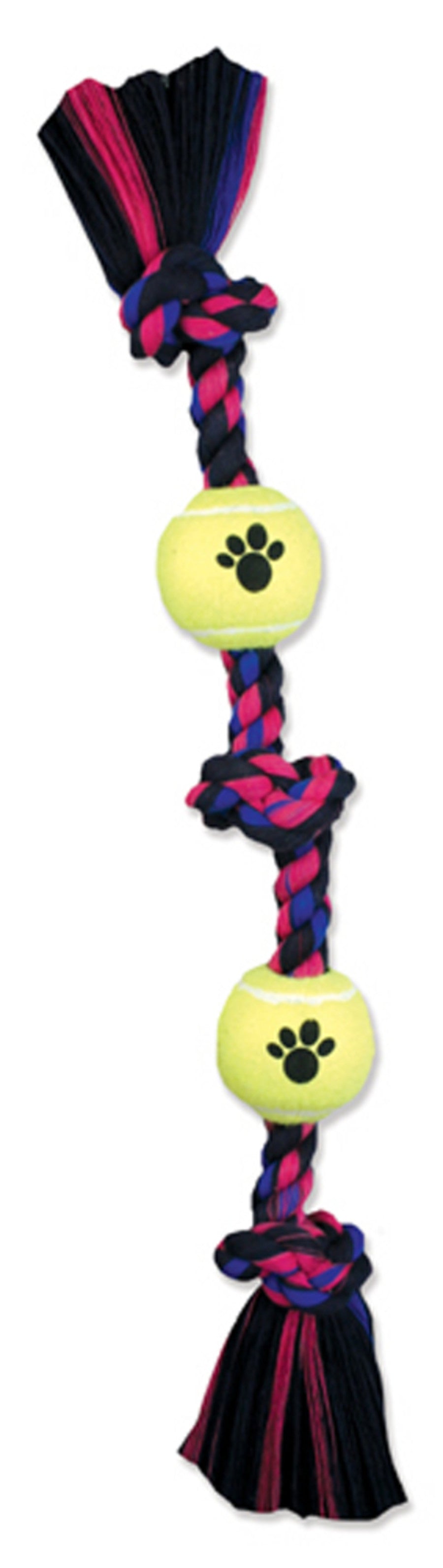 Mammoth Pet Products 3 Knot Tug Dog toy w/4in Tennis Ball