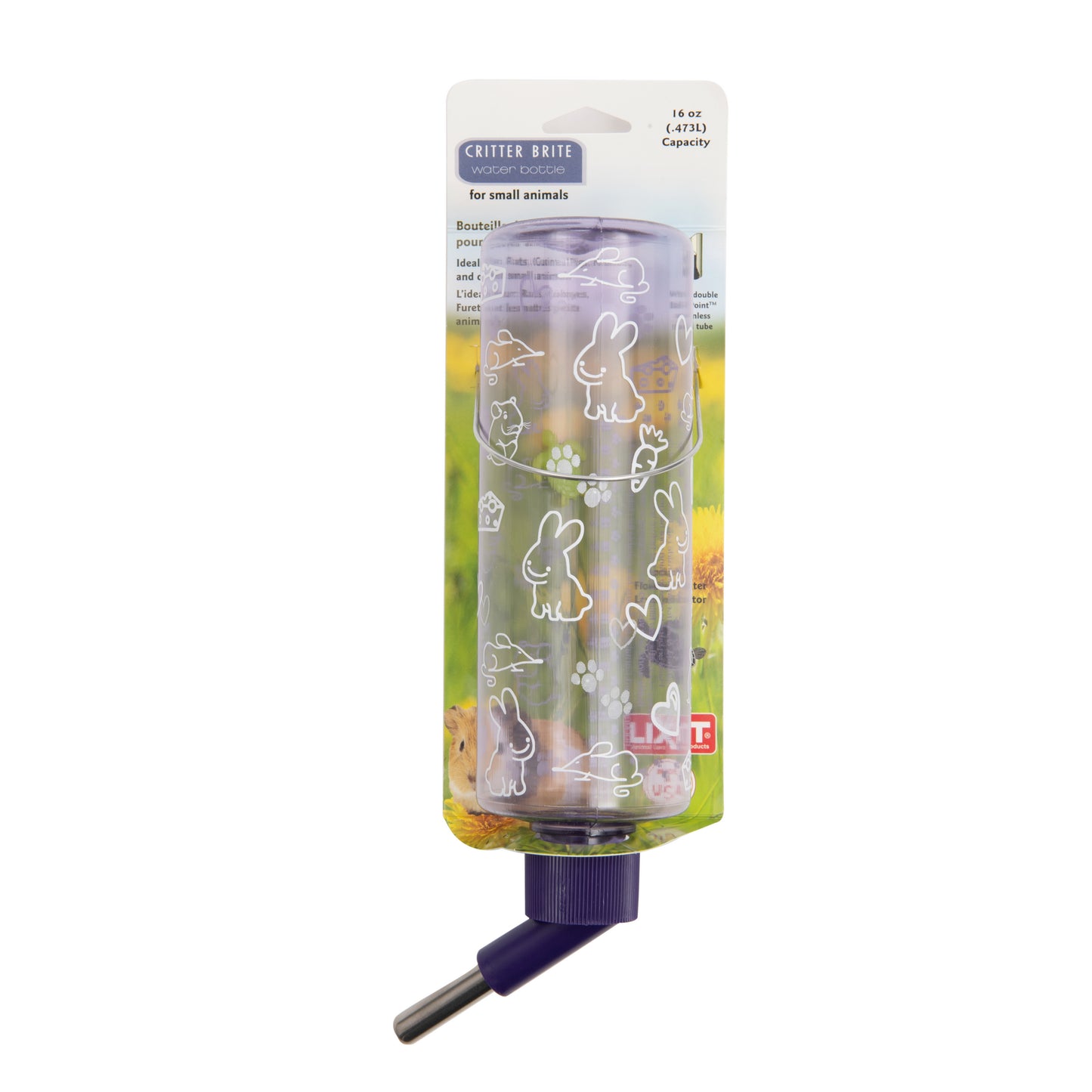 Lixit Clear Water Bottle for Small Animals - Clear, Green, 1ea/16 oz