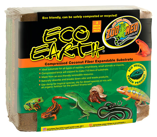 Zoo-Med Eco Earth Compressed Coconut Fiber Substrate (3 Pack)