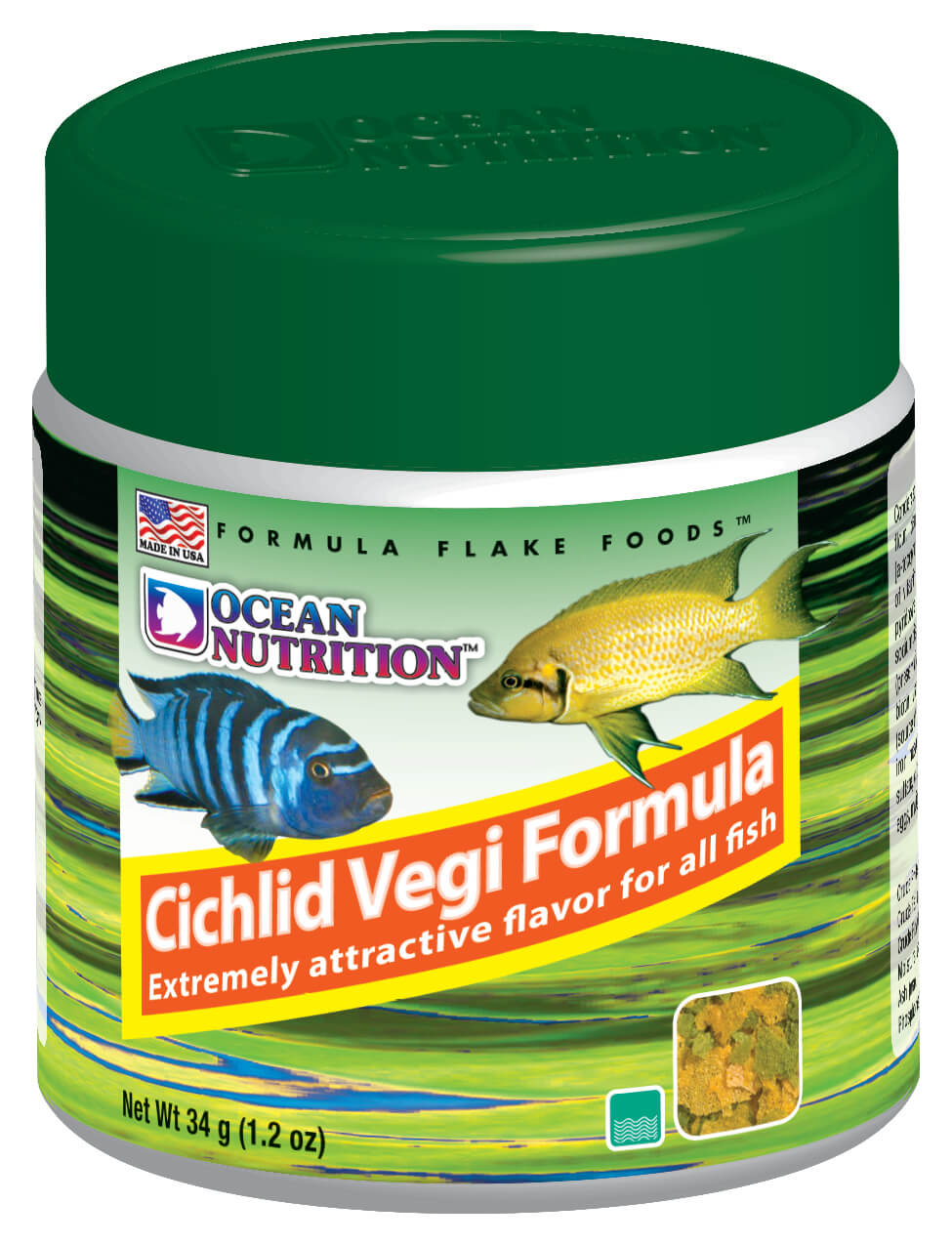 Cichlid Vegi Flake Food - 1.2oz