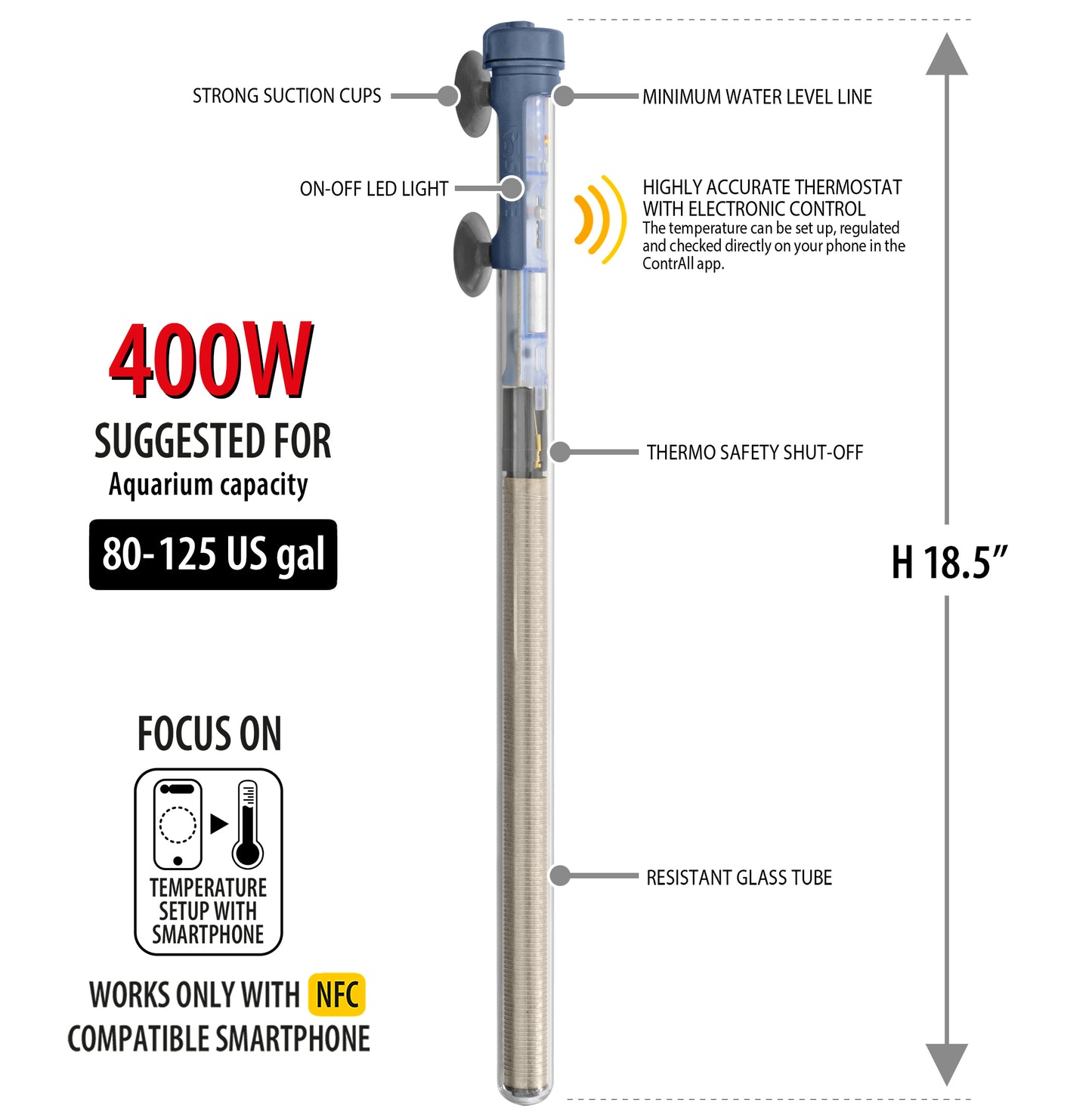 Sicce SCUBA ContactLess 400 - Submersible Heater - 400 Watt