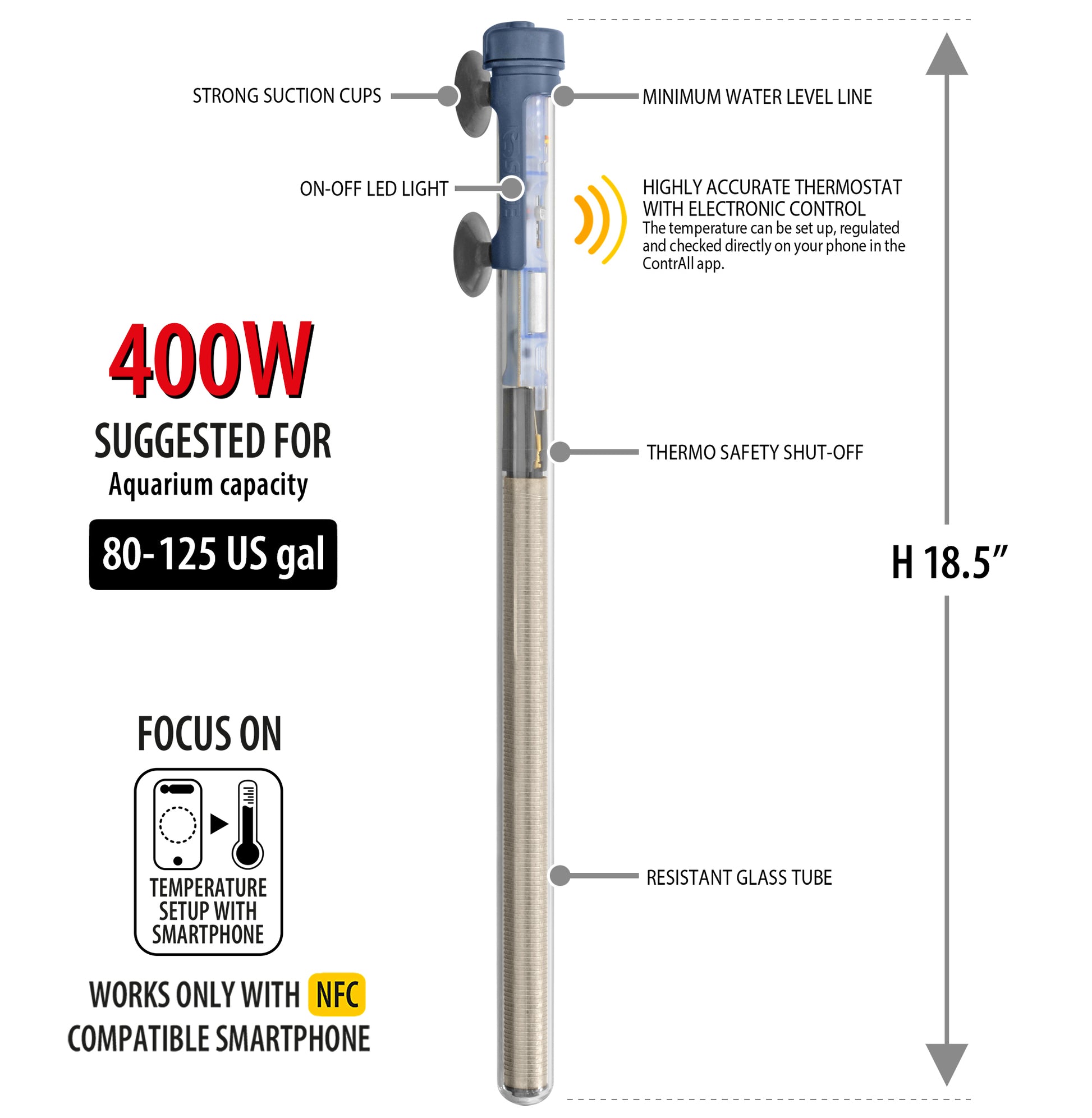 Sicce SCUBA ContactLess 400 - Submersible Heater - 400 Watt