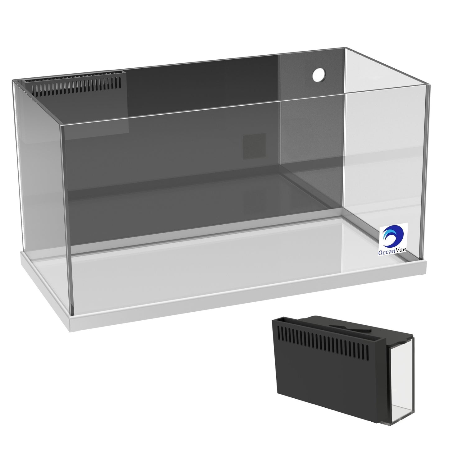 Planet Aquariums OceanVue 50 Reef Rimless w/ 10" Tideline OF - White Frame