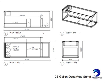 OceanVue ECO 36" Glass Sump - Black