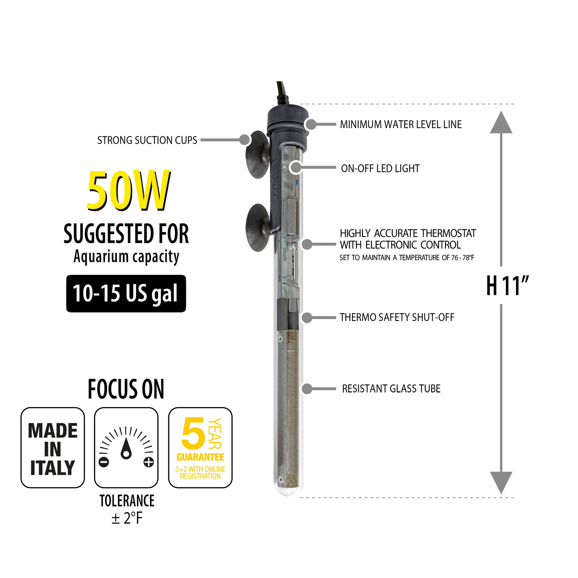 Sicce SCUBA Preset 50 - Submersible Heater - 50 Watt