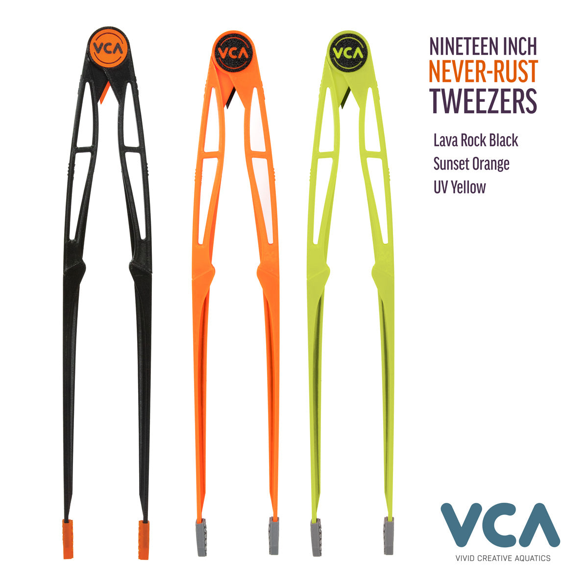 VCA 19in Never-Rust Tweezers - Lava Rock Black