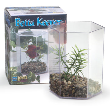 Lee's Aquarium Betta Keeper Small w/Lid, Gravel and Plant