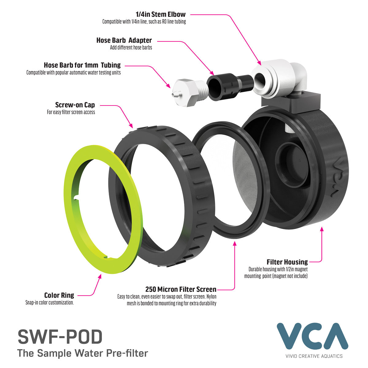 VCA SWF-POD - Sample Water Pre-Filter Kit with 255 Micron Filter Screen