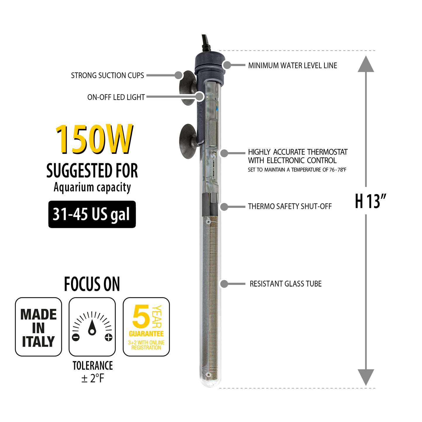 Sicce SCUBA Preset 150 - Submersible Heater - 150 Watt