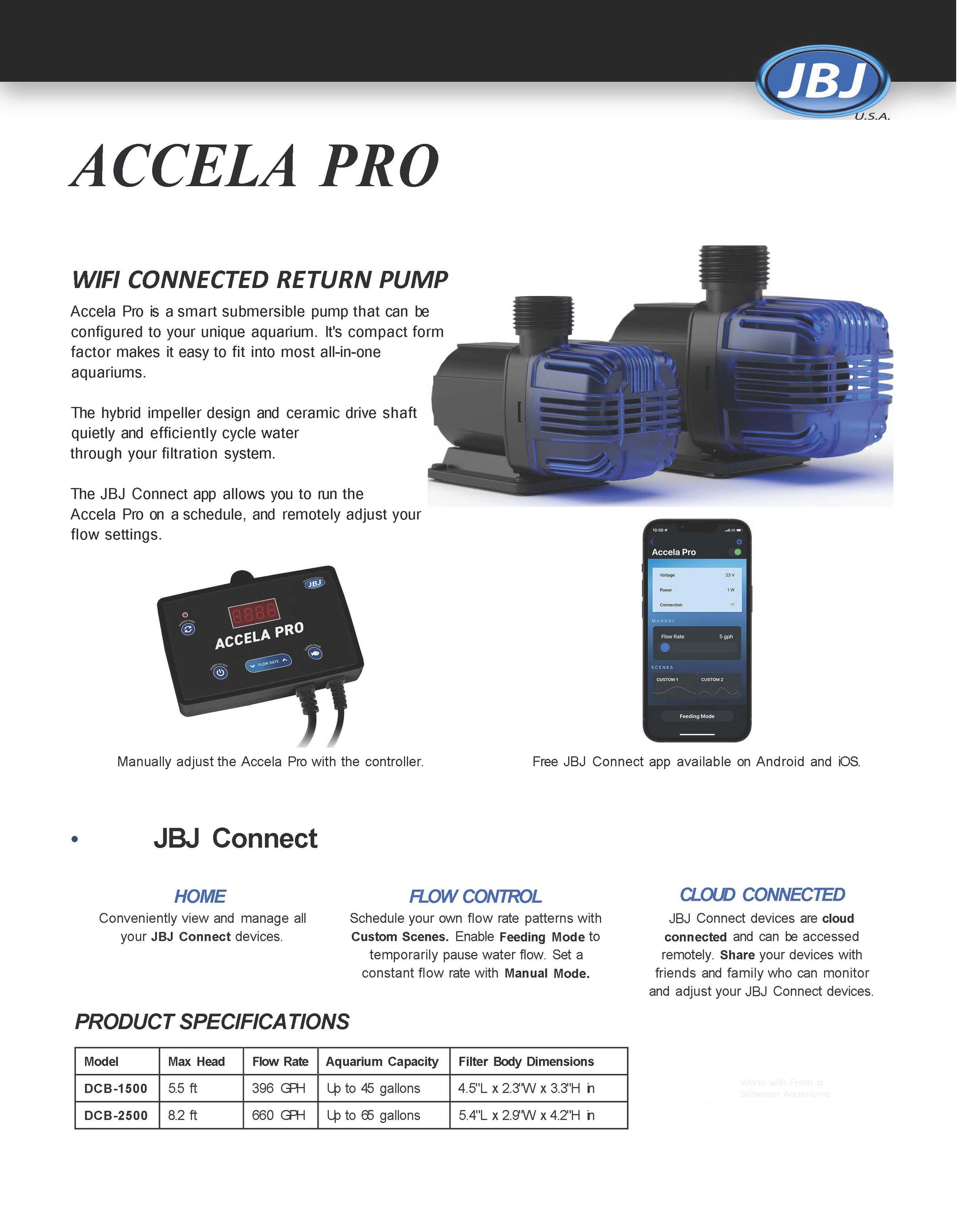JBJ Accela PRO DC WIFI Pump 660gph