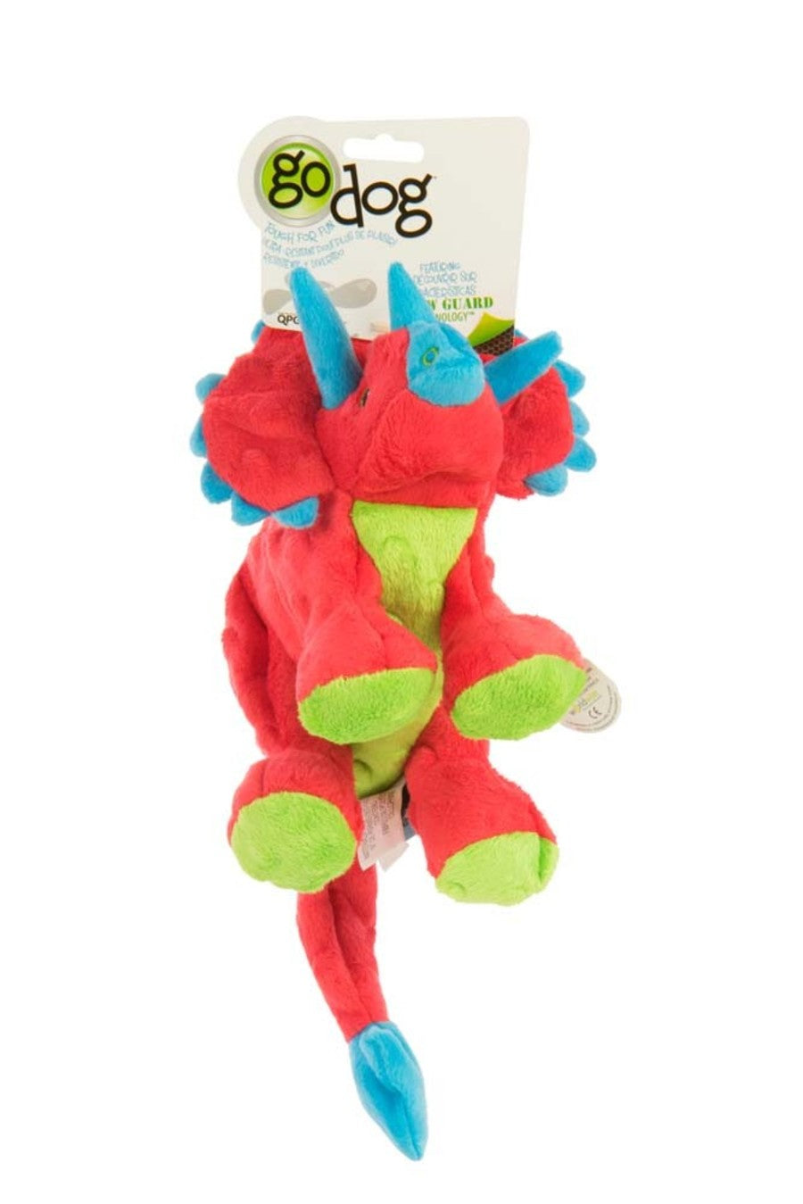 goDog Dinos Frills Durable Plush Squeaker Dog Toy