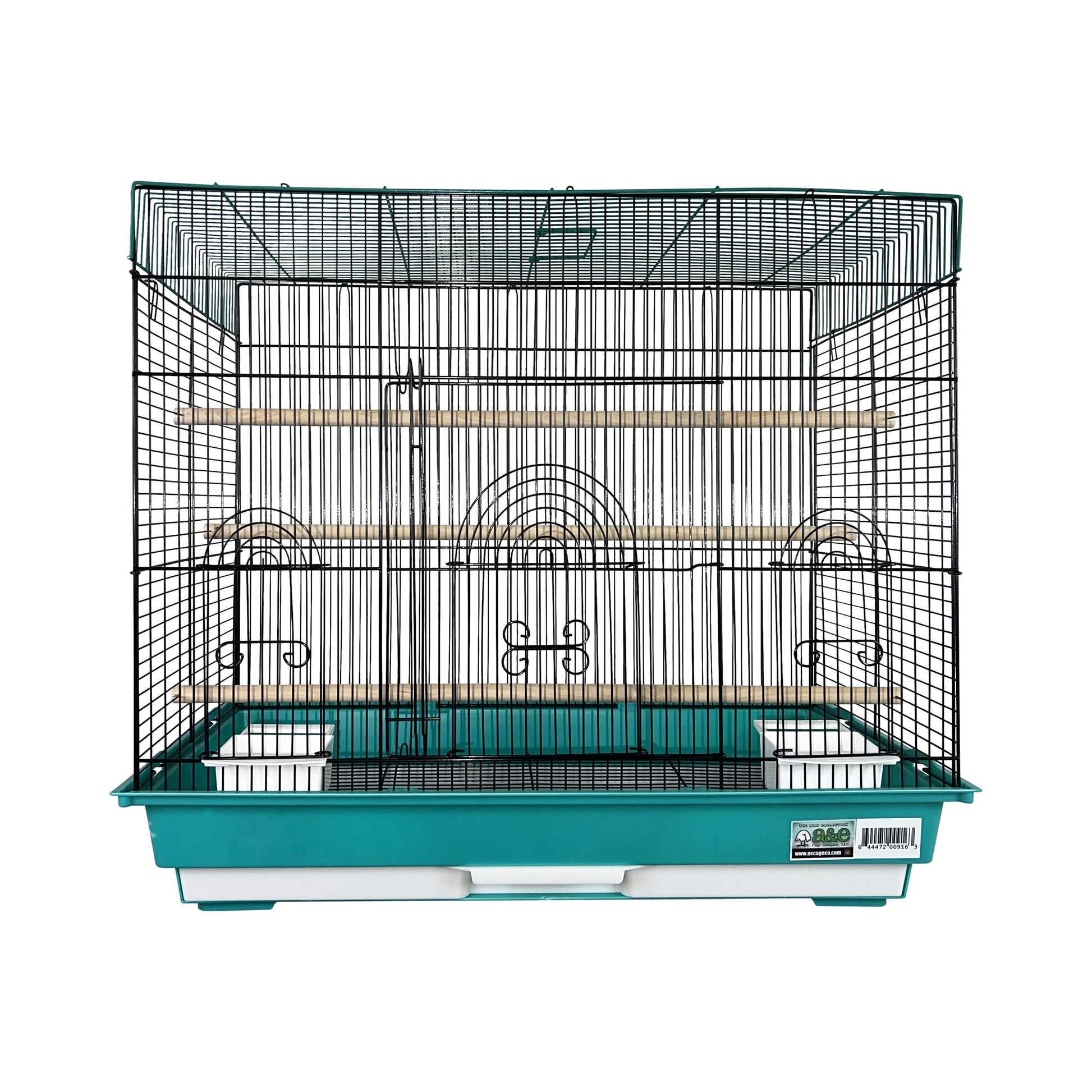 A & E Cages Happy Beaks 2-Tone Flat Top Bird Cage - Green & Black, 2ea/26In X 14In X 23 in, 2 pk