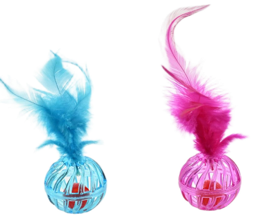 Max & Marlow Ball with Feather Assorted Cat Value Toys Display