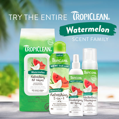 TropiClean Watermelon 2-in-1 Refreshing Pet Wipes.