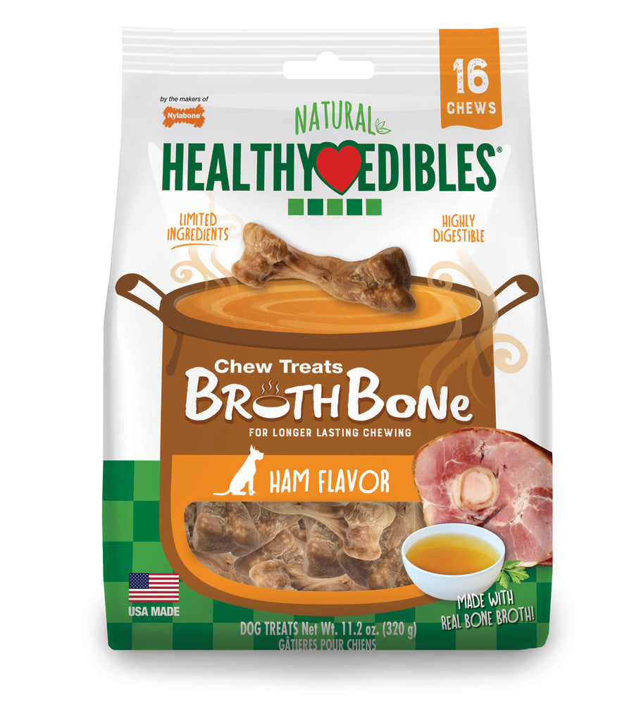 Nylabone Healthy Edibles Broth Bone All-Natural Long Lasting Chew Treats