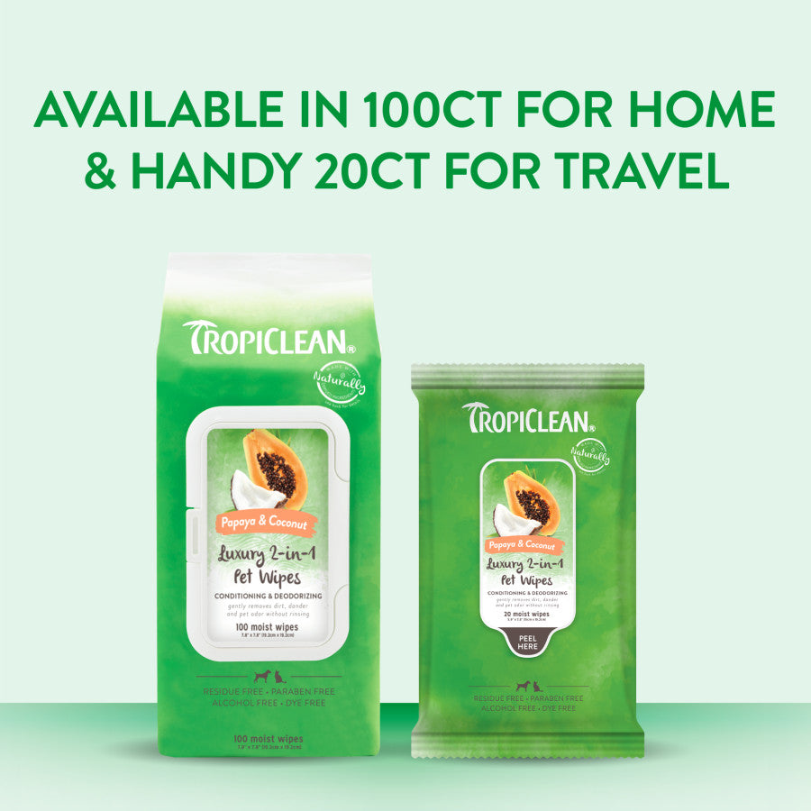 TropiClean Papaya & Coconut All-Purpose Pet Wipes.