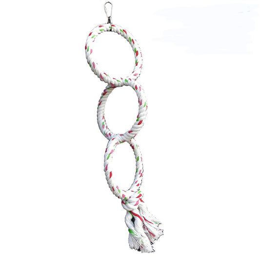 A & E Cages Happy Beaks Triple Ring Rope Swing Bird Toy