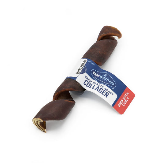 Barkworthies Collagen Beef Stick Curly Dog Treat