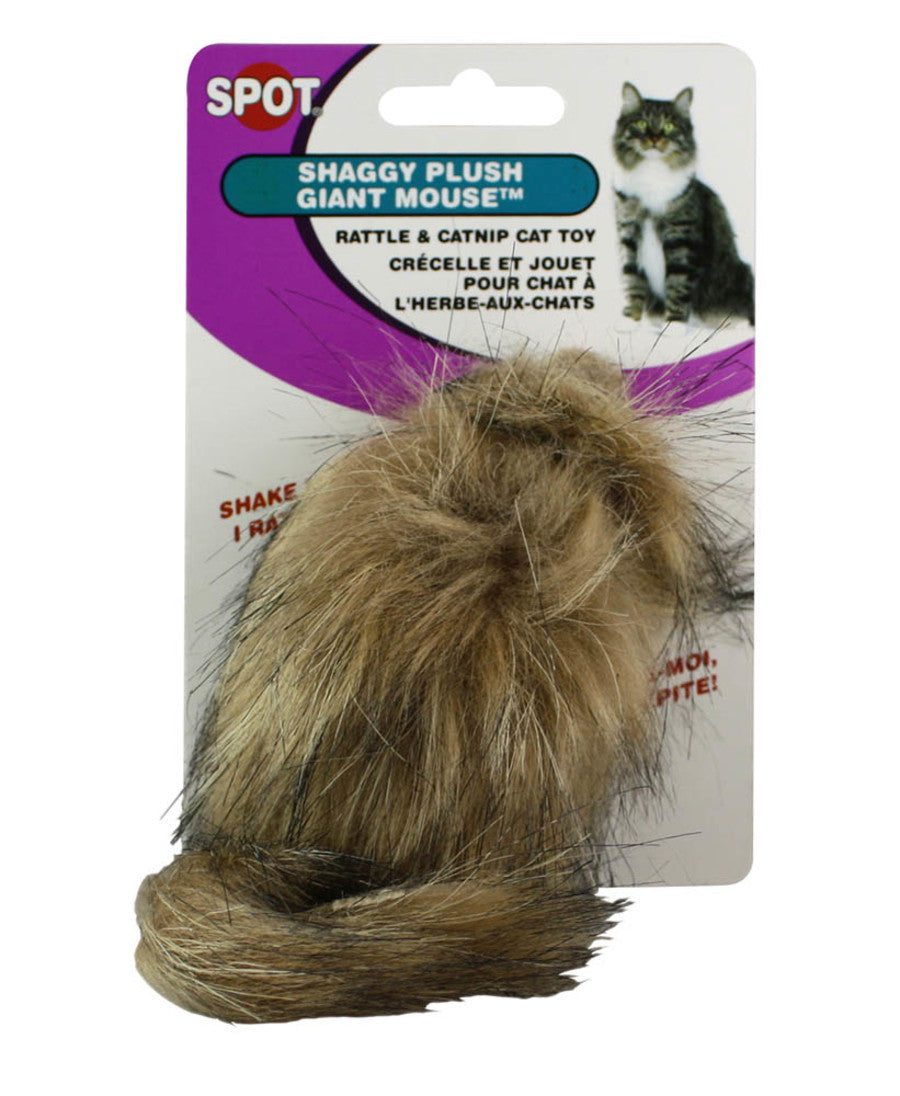 Spot Shaggy Plush Giant Mouse Rattle & Catnip Cat Toy