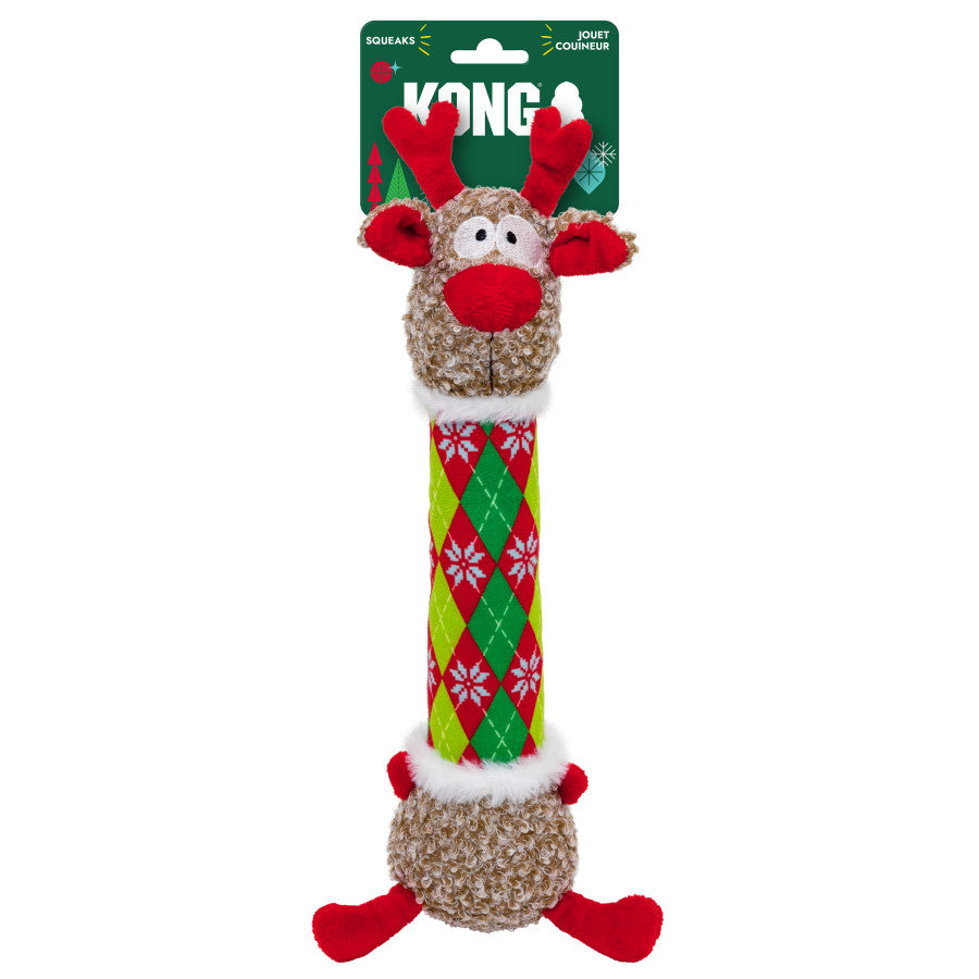 KONG Holiday Shakers Luvs Argyle Reindeer Dog Toy