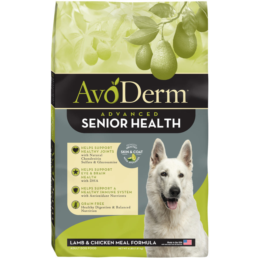 AvoDerm Natural Senior Health+ Lamb Meal & Brown Rice Formula - Grain Free Senior Dry Dog Food