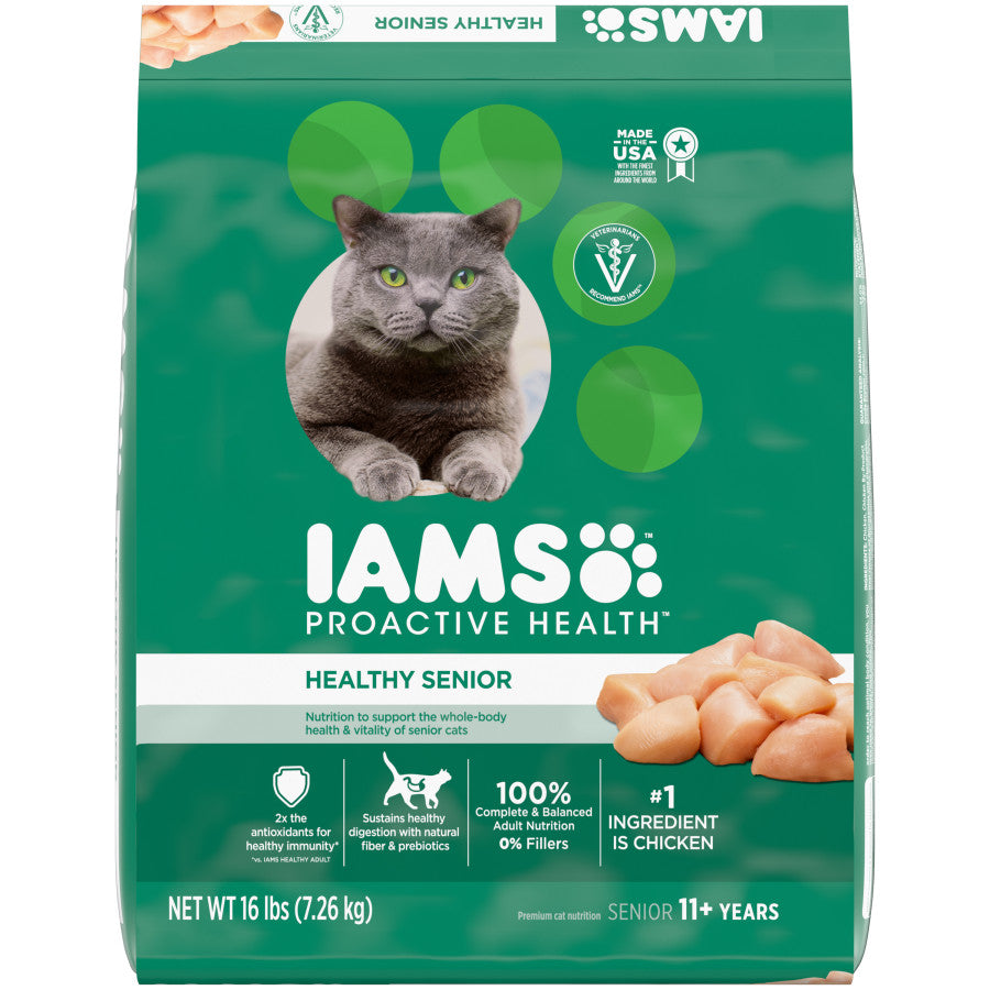 SPECIALS RESOURCES CONTACT US MY ACCOUNT Cat Food Dry Food Customer View Printable View IAMS Proactive Health Senior Dry Cat Food Chicken IAMS Proactive Health Senior Dry Cat Food
