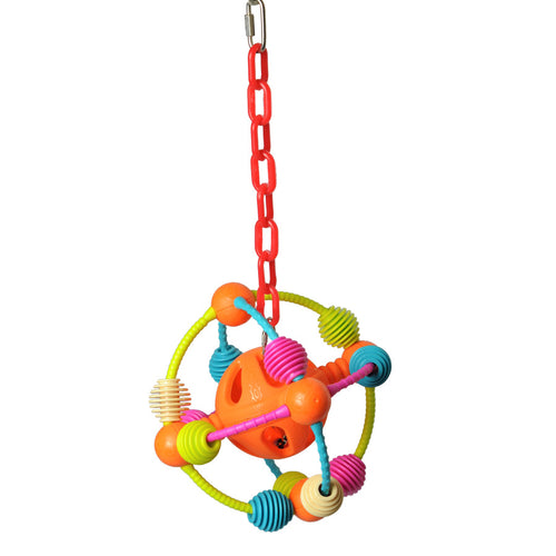 A & E Cages Happy Beaks Space Ball on a Chain Bird Toy
