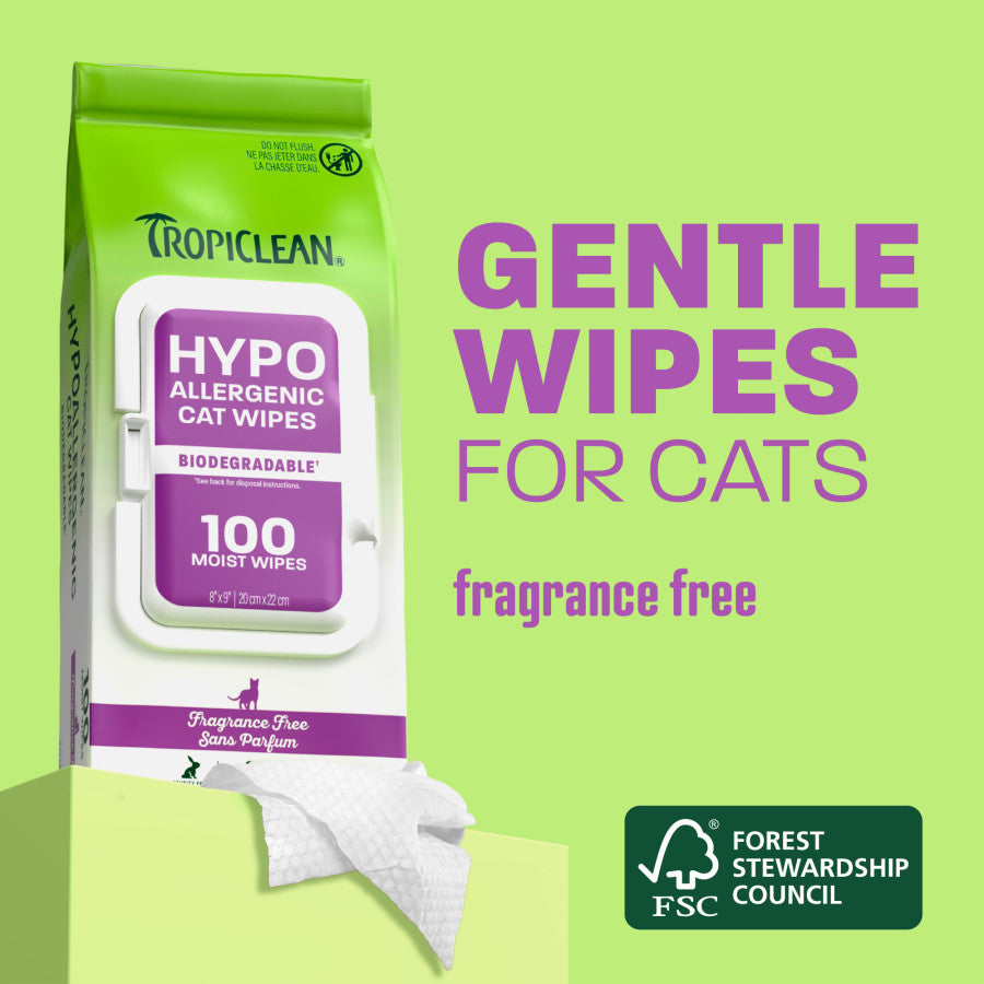 TropiClean HypoAllergenic Cat Wipes.