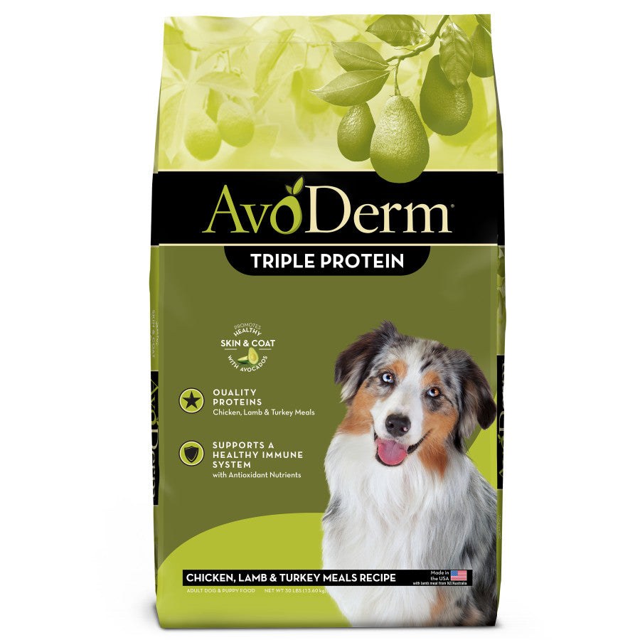 AvoDerm Natural Triple Protein Meal Formula Dry Dog Food