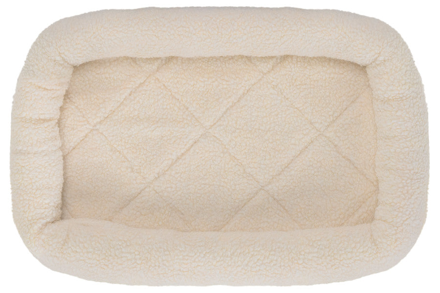 Fur Haven Pet Products Faux Lambswool Pet Crate Bolster Bed - Cream.