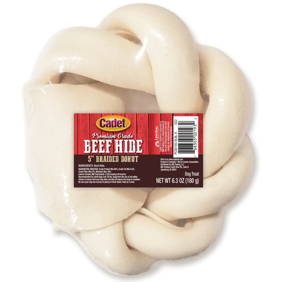 Cadet Premium Grade Braided Beef Hide Donut for Dogs
