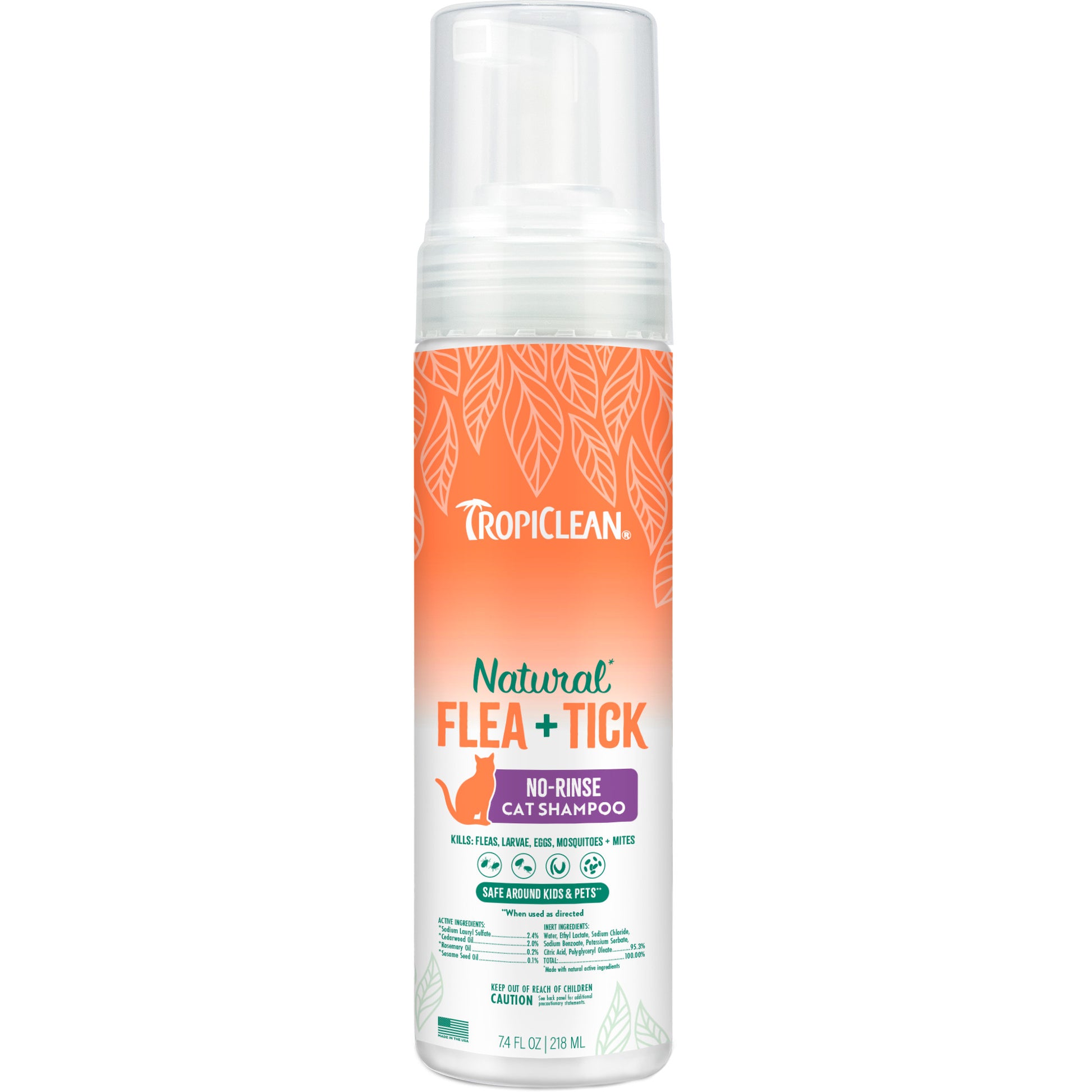 TropiClean Natural Flea and Tick No Rinse Shampoo for Cats - 1ea/7.4 oz
